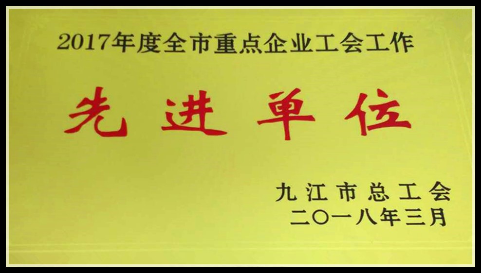 九江賽晶科技榮獲2017年度全市重點企業(yè)工會工作“先進單位”